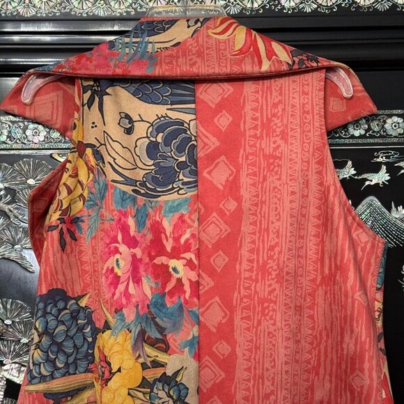 Feratelli Sleeveless Patchwork Vest Multicolor Floral Abstract Open Front M - Picture 8 of 13